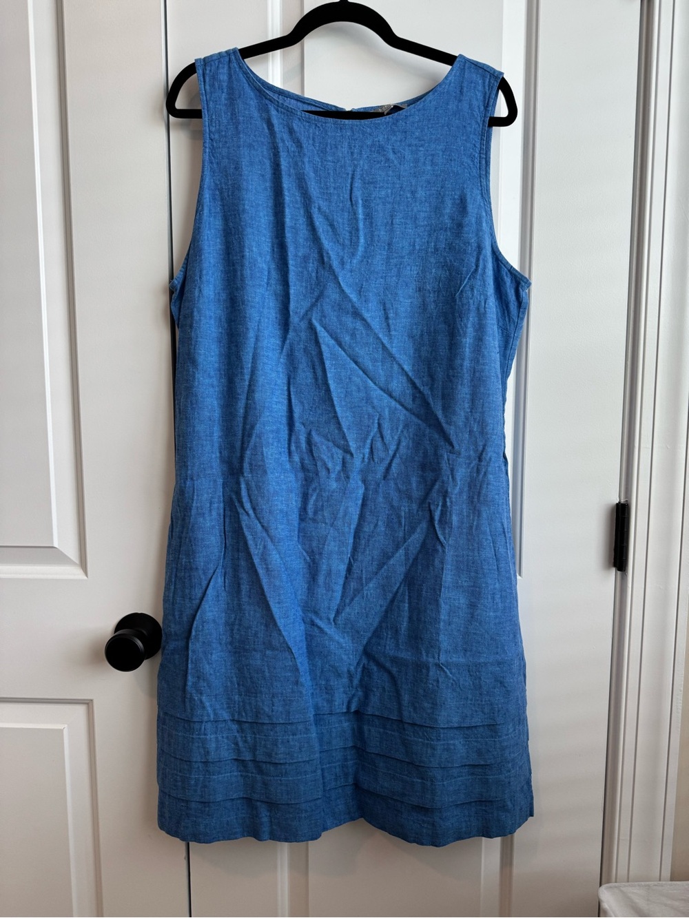 Habitat Blue Linen Blend Sleeveless Pocket Shift Dress L